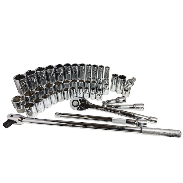 Atd Tools ATD 43-Piece 1/2-Inch Drive 6-Point SAE and Metric Chrome Socket Set 1365 - main